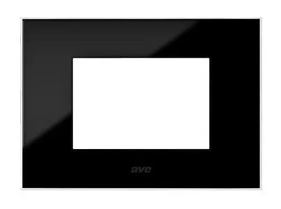Plate YOUNG 44 rectangular absolute black 3 modules — SOMEF 44PJ03NAL