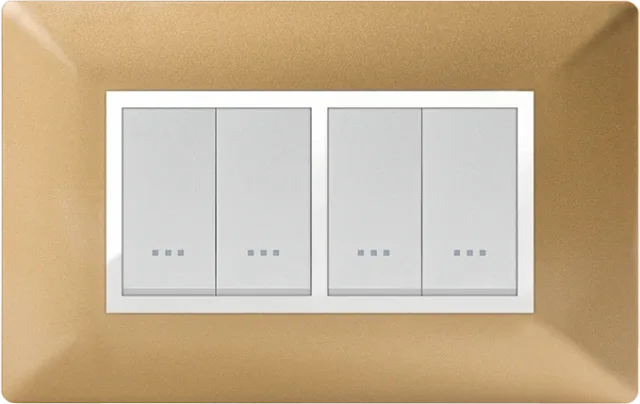 STIEL ALPHA Élégance 4-module rectangular gold cover plate with chrome trim