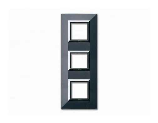 Plaque ZAMA 44 carrée gris fonce metallisé 2+2+2 modules — SOMEF 44PK26GSM