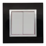 Decorative wall plate BELLA square matt black / frame chrome — SOMEF 43P32NRC