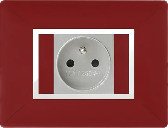 STIEL ALPHA Élégance for socket rectangular burgundy cover plate with chrome trim