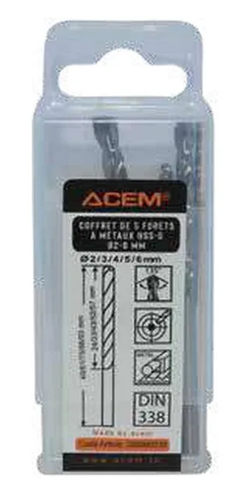 Boxed set of 5 metal drill bits HSS-g — 960030
