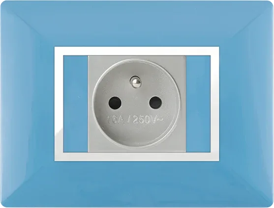 STIEL ALPHA Élégance for socket rectangular pastel blue cover plate with chrome trim