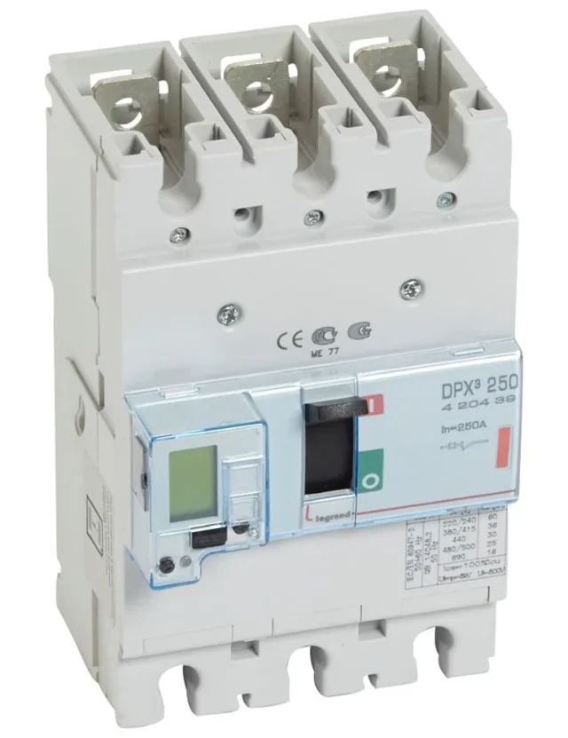 Disjoncteur électronique avec unité de mesure DPX³250 pouvoir de coupure 36kA 400V~ – 3P – 250A — Legrand — 420439