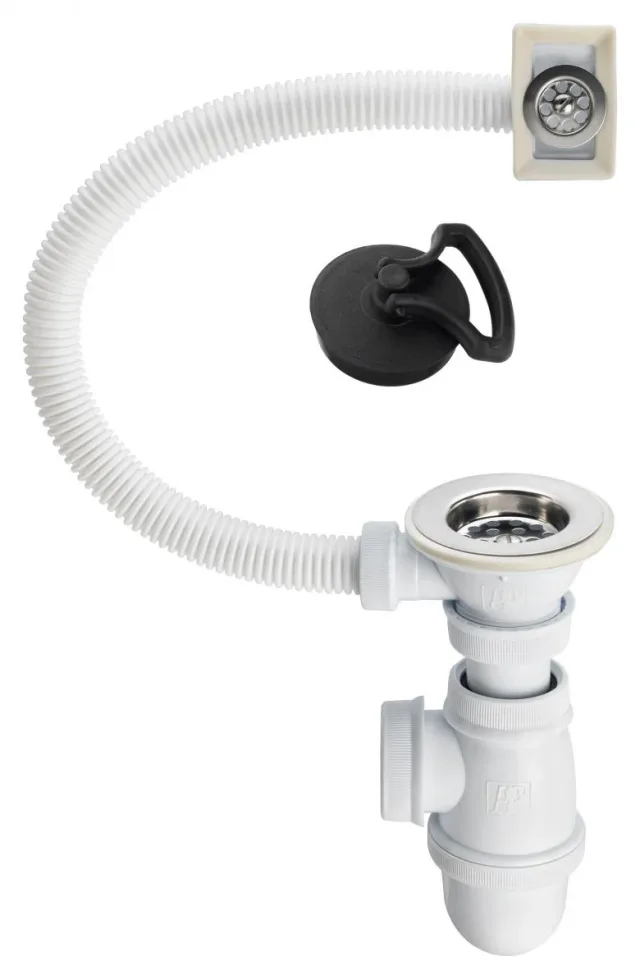 Single-bowl sink waste with overflow + ring — SOPAL