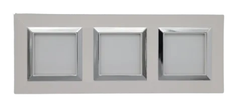 Plaque CUBICA 44 carrée blanc avec cadre chromé 2+2+2 modules — SOMEF 44PZ26BBC