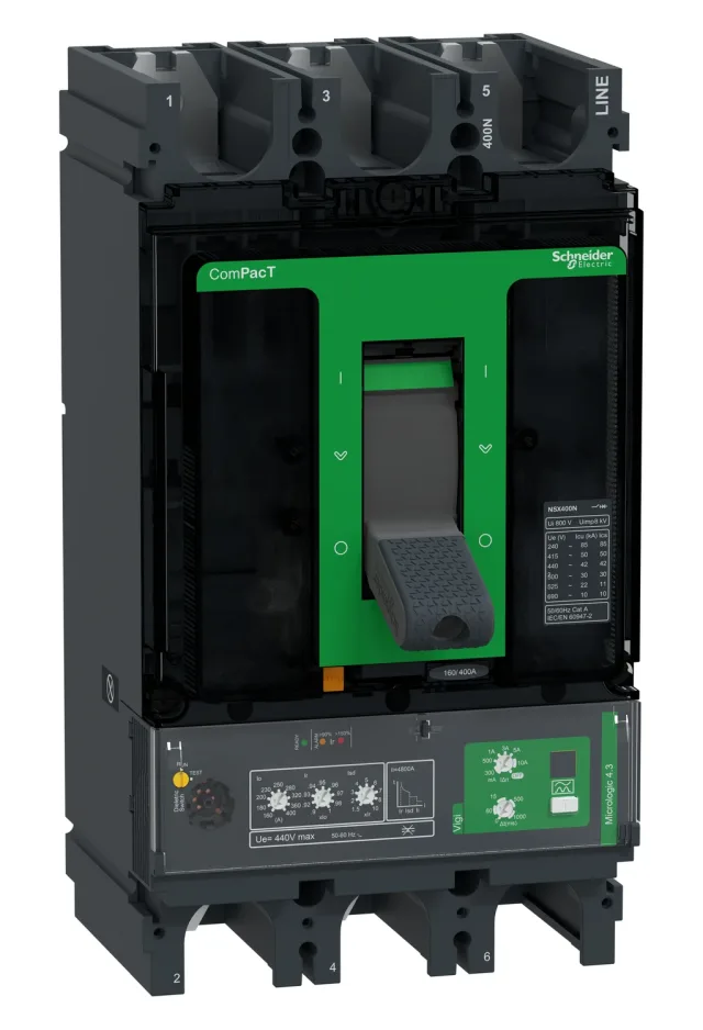 ComPacT NSX C40N34V400 circuit breaker — 3P, 400 A, MicroLogic Vigi 4.3
