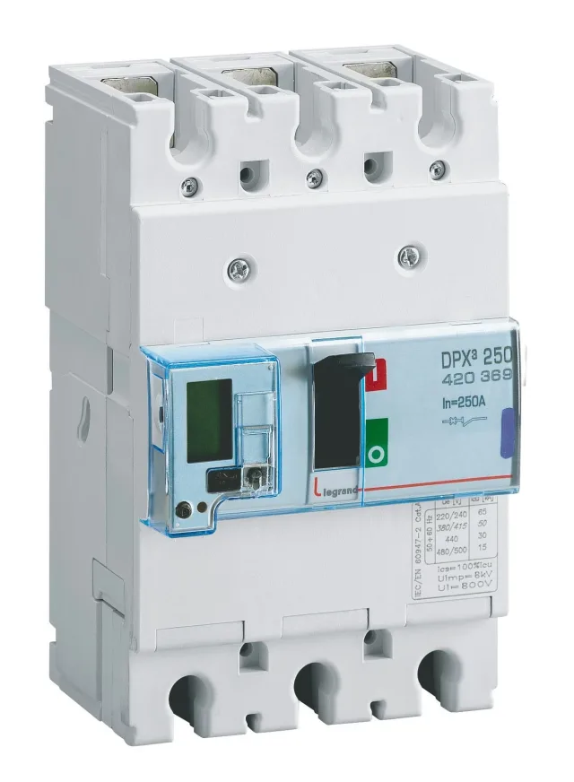 Disjoncteur électronique DPX³250 pouvoir de coupure 50kA 400V~ – 3P – 250A — Legrand — 420369