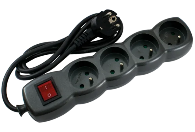 STIEL power strip metallic black with switch – 4 sockets