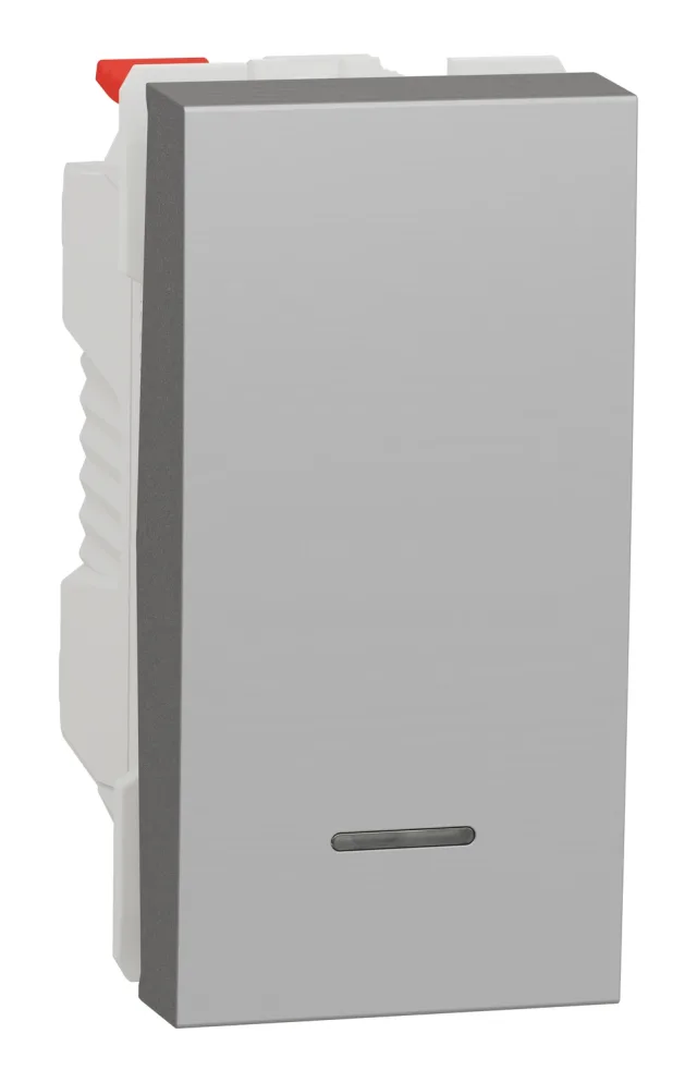 New Unica NU310630N no push button with locator lamp — aluminium