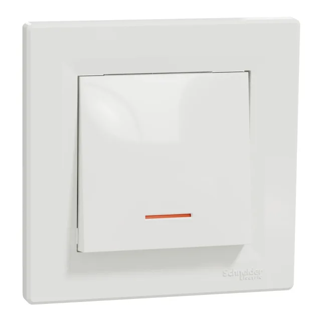 Asfora EPH1400121 one-way switch with locator lamp — white