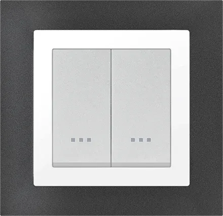 STIEL ALPHA Quadro 2-module square metallic black cover plate with chrome trim