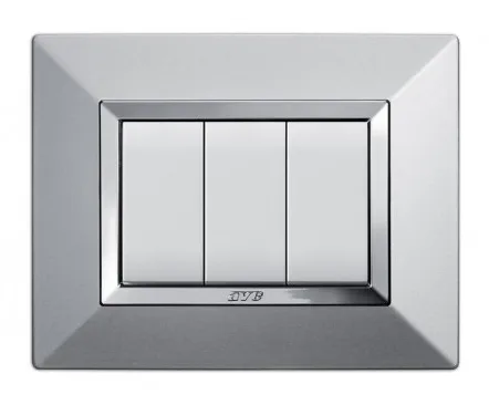 Plate ZAMA 44 rectangular aluminium natural brushed 3 modules — SOMEF 44P93ALS