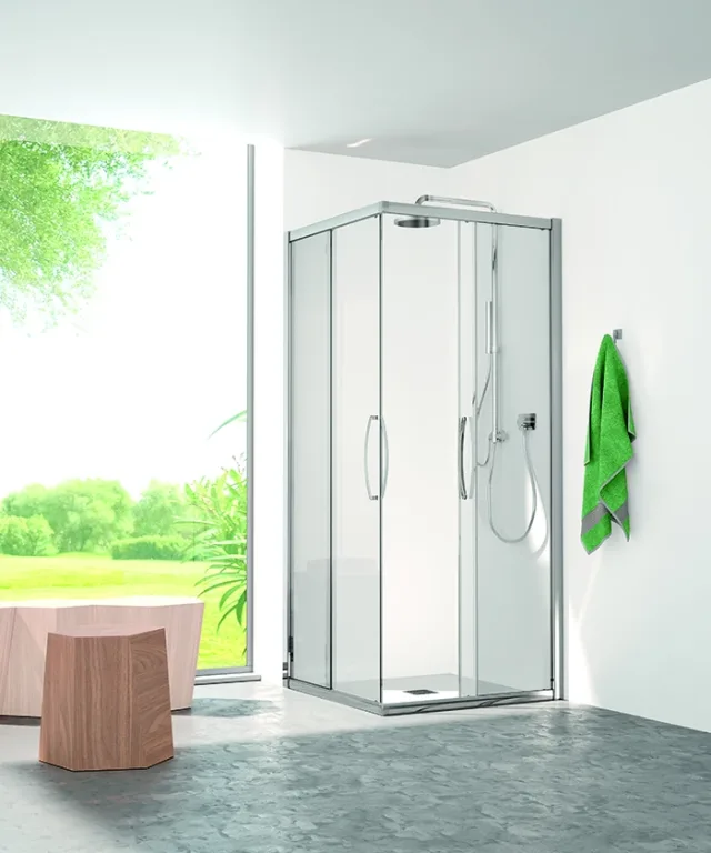 Shower enclosure Tana corner two sliding doors + two fixed panels — SOPAL