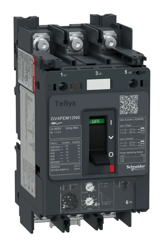 TeSys GV4PEM12N6 motor circuit breaker — 5 to 12.5 A