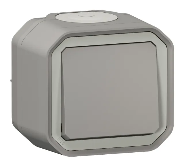 Poussoir NO étanche Plexo 10A IP55 IK08 livré complet pour fixation saillie – gris — Legrand — 069720L