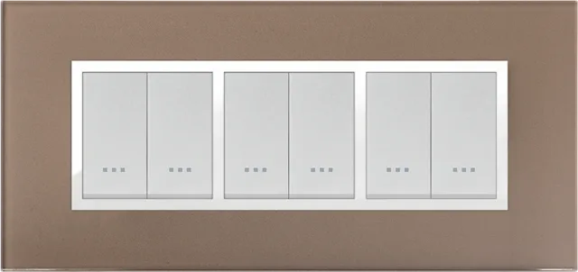 Plaque rectangulaire 6 modules verre bronze STIEL ALPHA Prestige