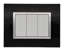 Plaque de finition BELLA rectangulaire noir brillant / cadre chromé — SOMEF 43PY03NLC