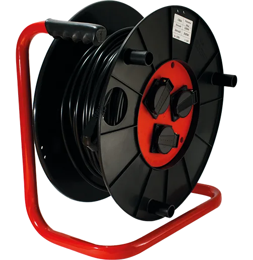 STIEL cable reel with socket covers 40m with Schuko sockets