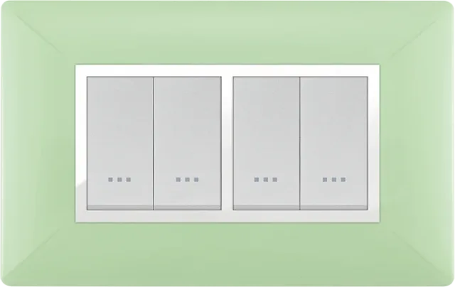 Plaque rectangulaire 4 modules vert anis à enjoliveur chromé STIEL ALPHA Élégance