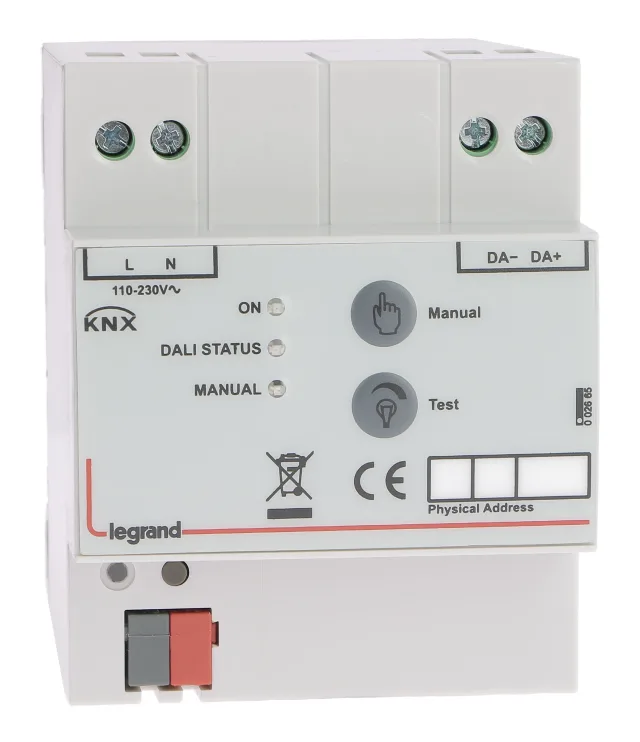 Contrôleur modulaire KNX pour variation groupe DALI – 1 sortie 64 ballasts – 4 modules — Legrand