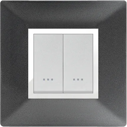 STIEL ALPHA Élégance 2-module square metallic black cover plate with chrome trim