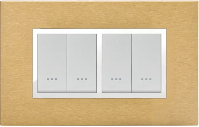 Plaque rectangulaire 4 modules laiton doré STIEL ALPHA Prestige