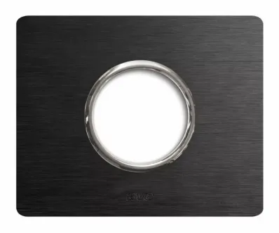 Plate NEW STYLE 44 rectangular aluminium anthracite brushed 3 modules for 1 power socket — SOMEF 44PAN90ANS