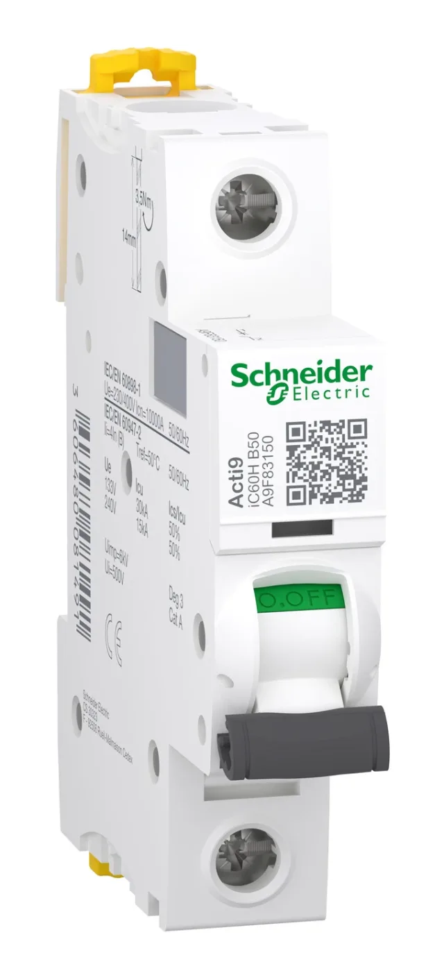 Miniature circuit breaker Acti9 iC60H 1P 50 A B curve — A9F83150