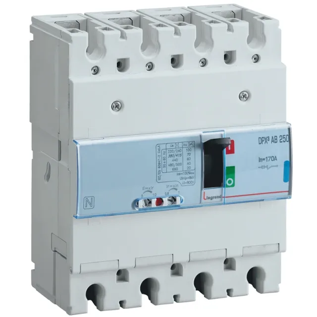 Legrand DPX³ 250 moulded-case circuit breaker — 240A, 4 poles, 36kA Icu at 400V, IP30 — 420732