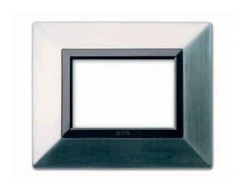 Plate ZAMA 44 rectangular nickel brushed 3 modules — SOMEF 44P93NCS