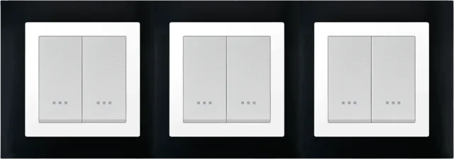 STIEL ALPHA Quadro 6-module square black cover plate with chrome trim
