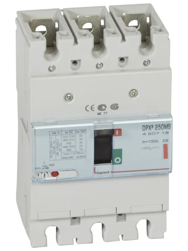 Legrand DPX³ 250 magnetic-only moulded-case circuit breaker — 100A, 3 poles, 36kA Icu at 400V, IP30 — 420718
