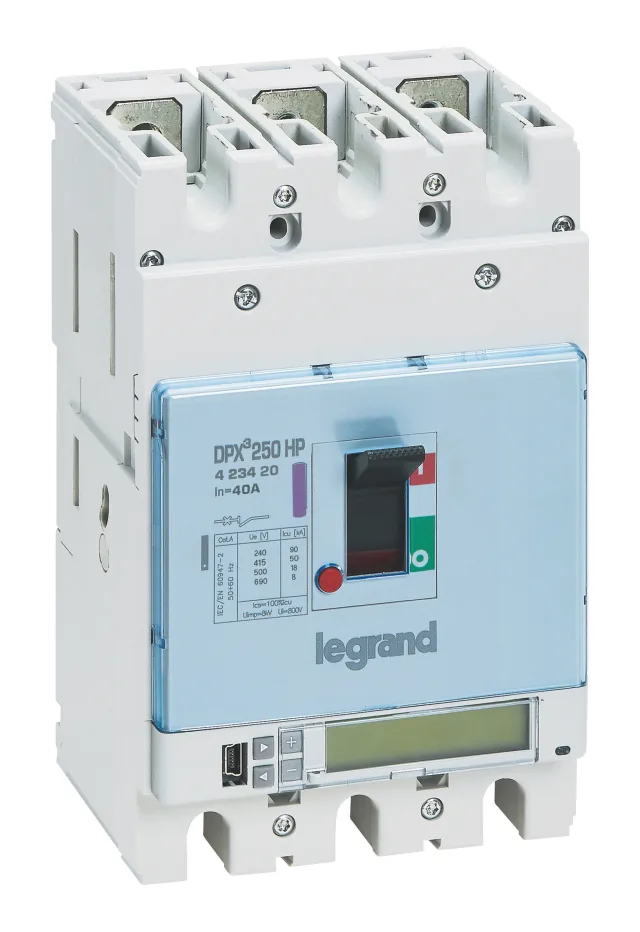 Disjoncteur DPX³250HP électronique S10 pouvoir de coupure 50kA 3P 40A — Legrand — 423420