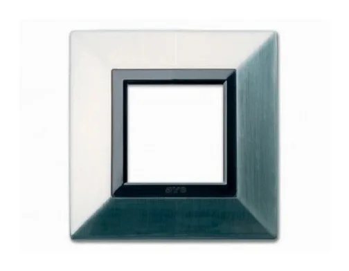 Plate ZAMA 44 square nickel brushed 2 modules — SOMEF 44PK22NCS