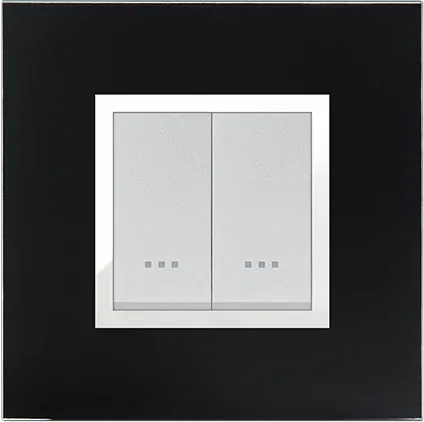STIEL ALPHA Prestige 2-module square black glass cover plate