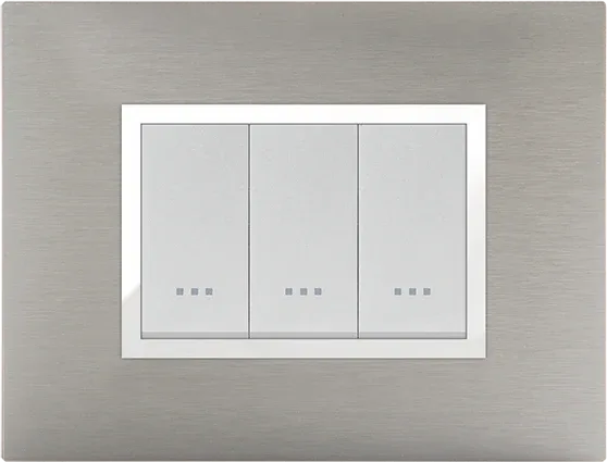 STIEL ALPHA Prestige 3-module rectangular stainless steel cover plate