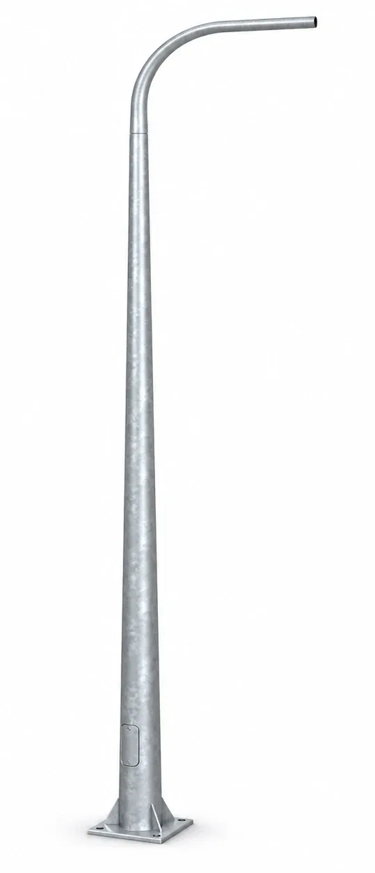 Galvanised round tapered lighting column — with single bracket