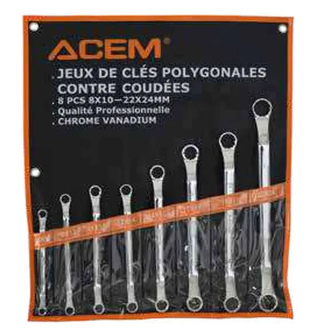 Set of ring spanners 45 offset in pouch — 123602