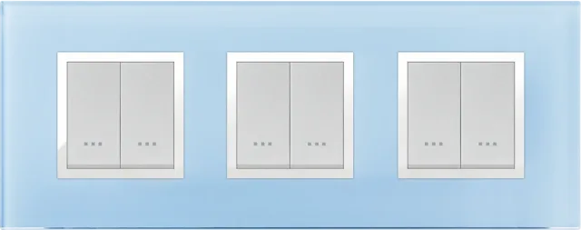 STIEL ALPHA Prestige 6-module square azure blue glass cover plate