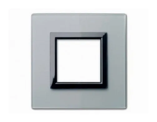 Plaque VERA 44 carree en verre gris opaque 2 modules — SOMEF 44PV22GO