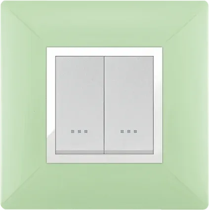 STIEL ALPHA Élégance 2-module square anise green cover plate with chrome trim