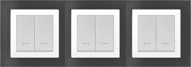 STIEL ALPHA Quadro 6-module square metallic black cover plate with chrome trim