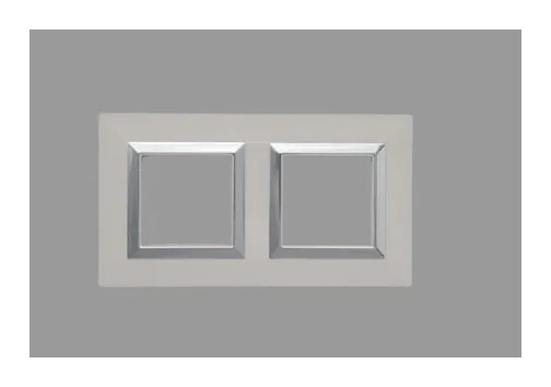 Plate CUBICA 44 square white with frame chrome 2+2 modules — SOMEF 44PZ24BBC