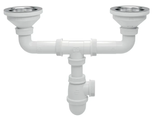 Stainless steel sink drainage assembly double-bowl standard Classic — SOPAL