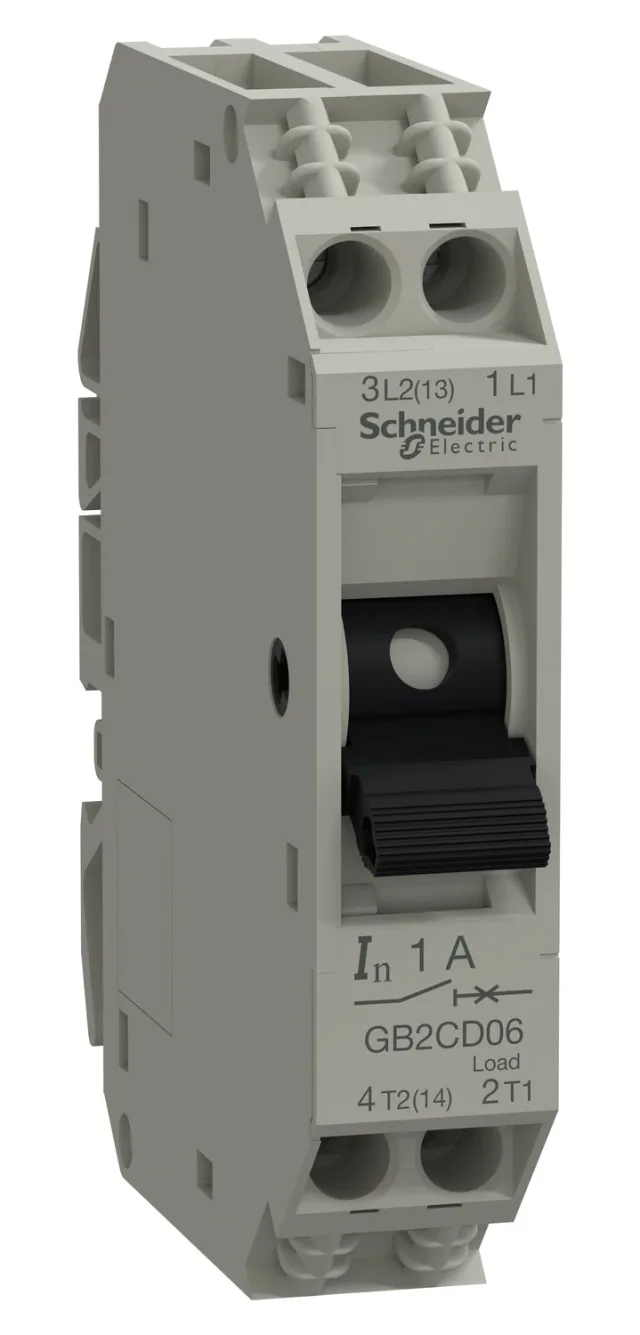Disjoncteur auxiliaire TeSys GB2CD06 — 1P+N, Ith 1 A — Schneider Electric