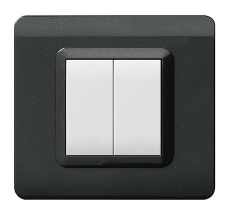 Plaque technopolymere 44 carrée gris foncé metallisé 2 modules — SOMEF 44P32GSM
