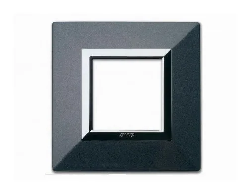 Plate ZAMA 44 square dark grey metallic 2 modules — SOMEF 44PK22GSM
