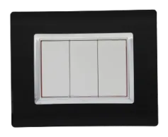 Decorative wall plate SERENA techno-basic matt black / frame chrome — SOMEF 43PLS03NMC