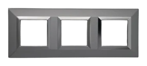 Plate CUBICA 44 square grey with frame chrome 2+2+2 modules — SOMEF 44PZ26AOC